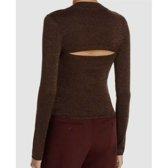 Paige Brown Genieve Metallic Glitter Cutout Sweater M - Picture 2 of 11
